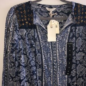 Lucky Brand. L/S BOHO top with beading